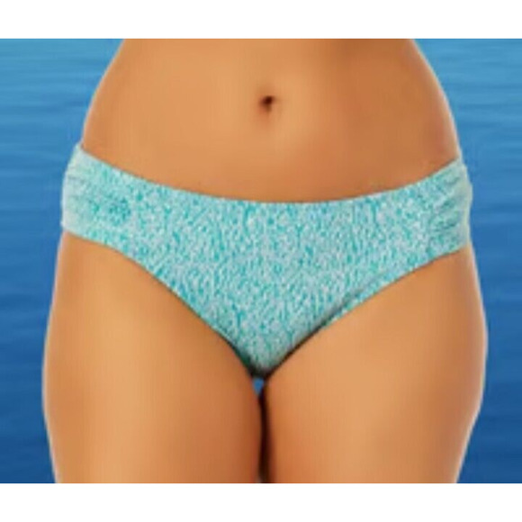 Time & Tru Swim Bottom Womens Size 2X 20W-22W Mid Rise Turquoise Blue White NWT - Picture 2 of 7